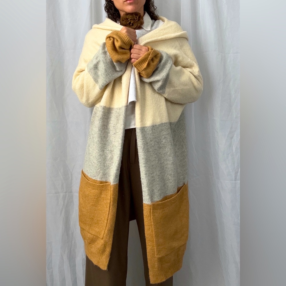 Forever 21 Color Block Hooded Cardigan